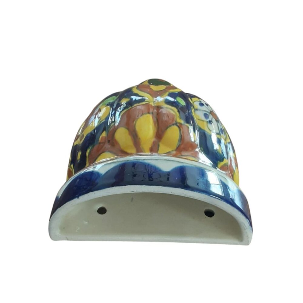 Mexican Talavera Art Pottery Wall Pocket Handpainted Colorful Vase. Signed - Picture 5 of 5